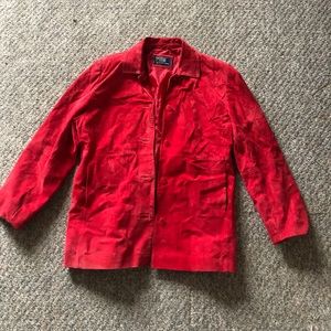 Red Suede Polo Jacket